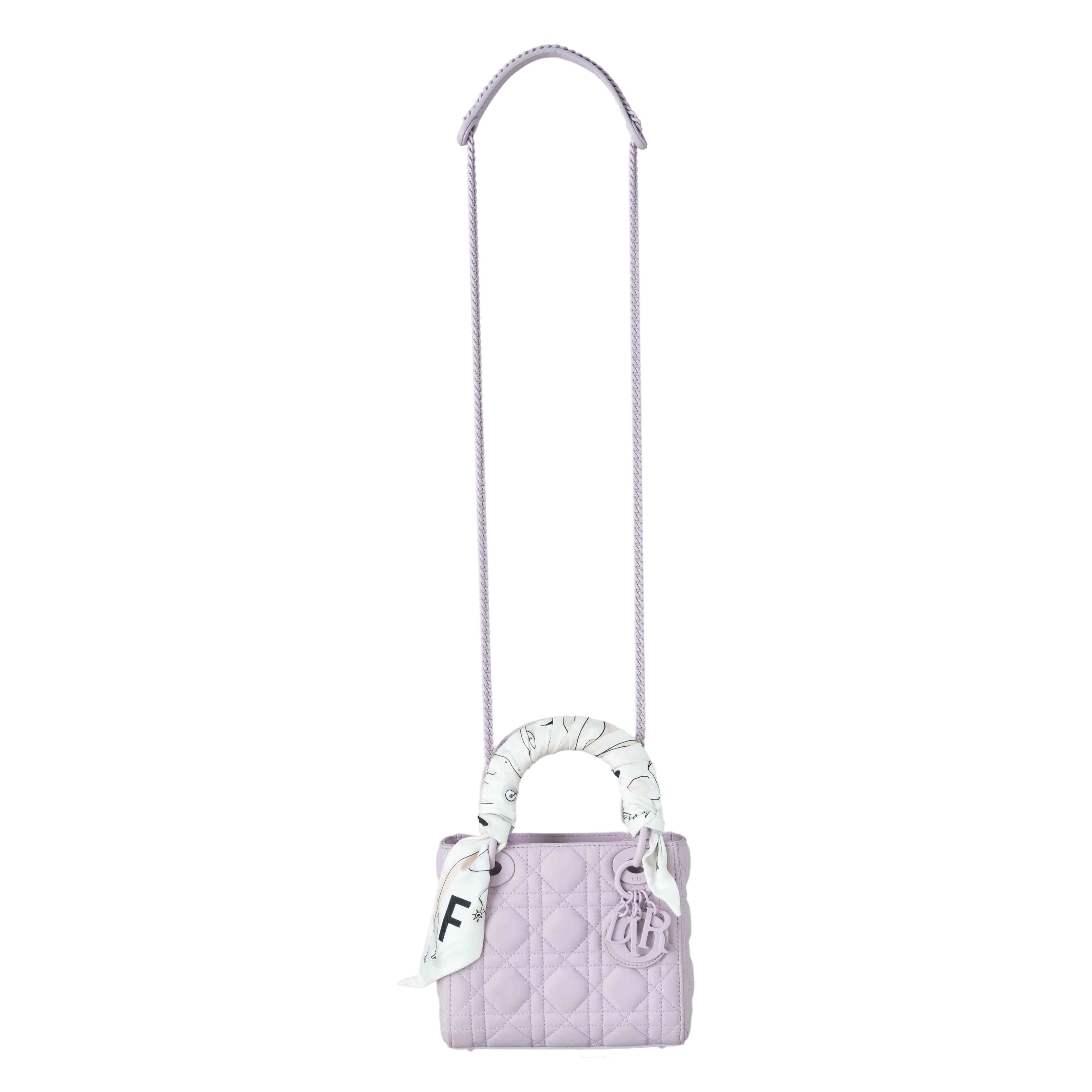 CHRISTIAN DIOR(USED)크리스찬디올 매트 까나쥬 레이디디올 미니 백& 방도